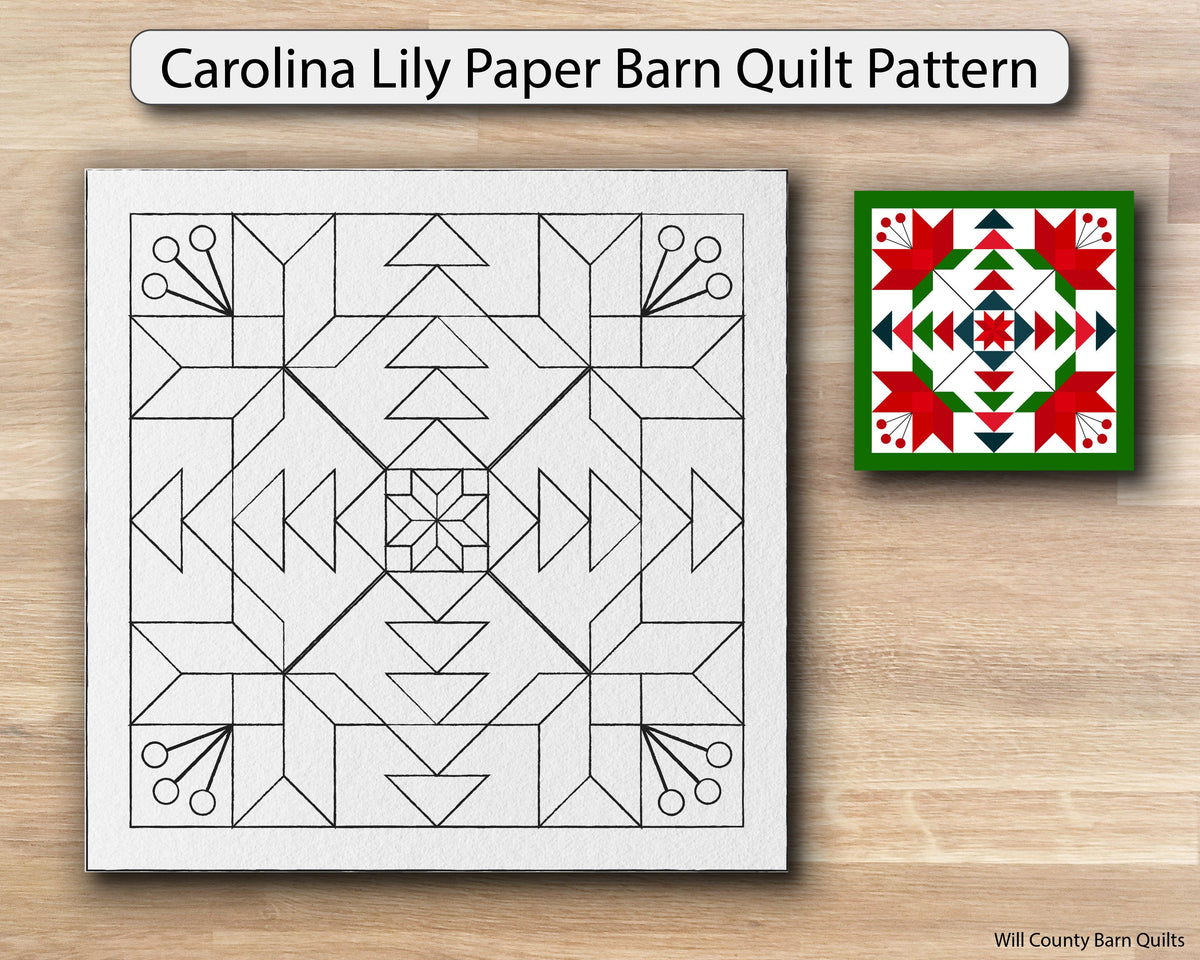 Carolina Lily Paper Printed Barn Quilt Pattern (Sizes) - Design Concepts Chi
