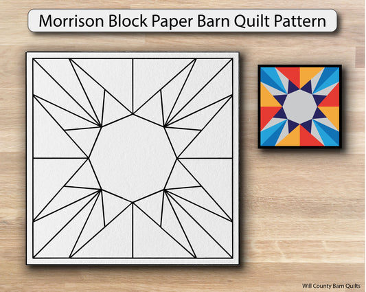 Morrison Block Paper Printed Barn Quilt Pattern (Sizes) - Design Concepts Chi