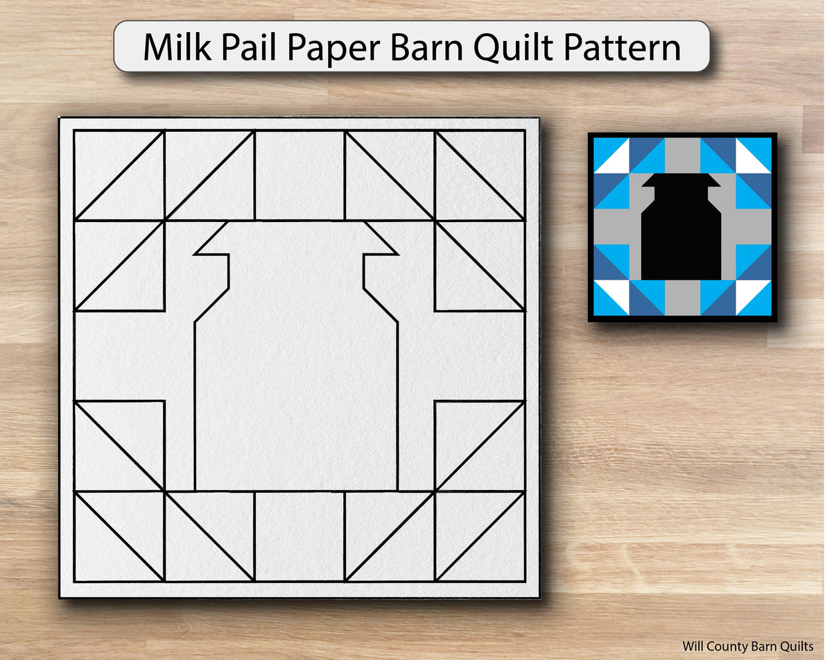 Milk Pail Paper Printed Barn Quilt Pattern (Sizes) - Design Concepts Chi