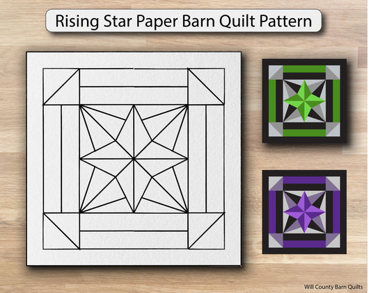 Rising Star Paper Printed Barn Quilt Pattern (Sizes) - Design Concepts Chi