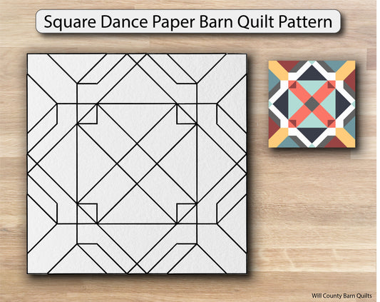 Square Dance Paper Printed Barn Quilt Pattern (Sizes) - Design Concepts Chi
