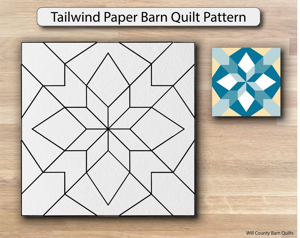 Tailwind Paper Printed Barn Quilt Pattern (Sizes) - Design Concepts Chi