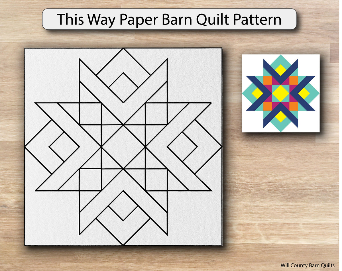 This Way Paper Printed Barn Quilt Pattern (Sizes) - Design Concepts Chi