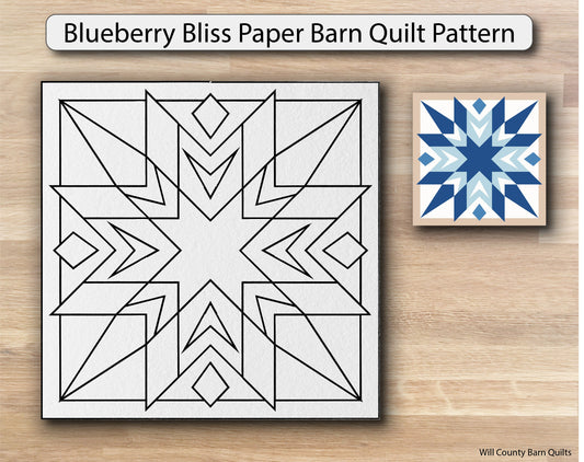 Blueberry Bliss Paper Printed Barn Quilt Pattern (Sizes) - Design Concepts Chi