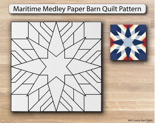 Maritime Medley Paper Printed Barn Quilt Pattern (Sizes) - Design Concepts Chi