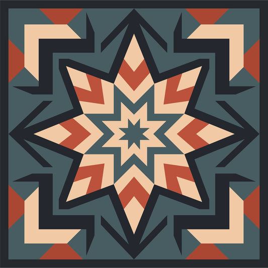 Star Fort Paper Printed Barn Quilt Pattern (Sizes) - Design Concepts Chi