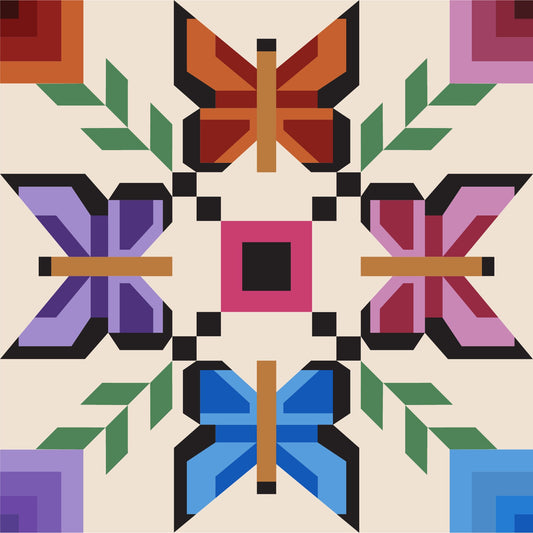 Butterfly Paper Printed Barn Quilt Pattern (Sizes) - Design Concepts Chi
