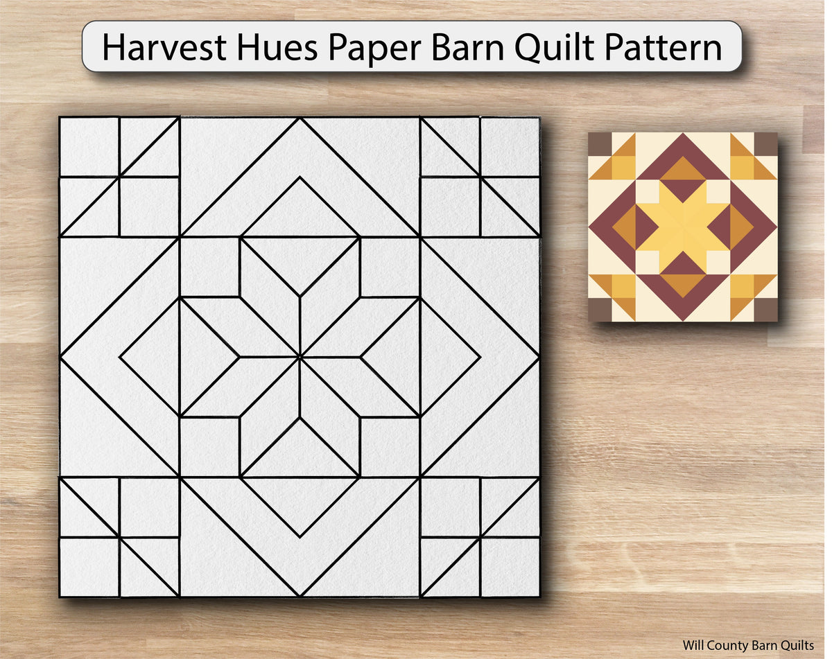 Harvest Hues Paper Printed Barn Quilt Pattern (Sizes) - Design Concepts Chi