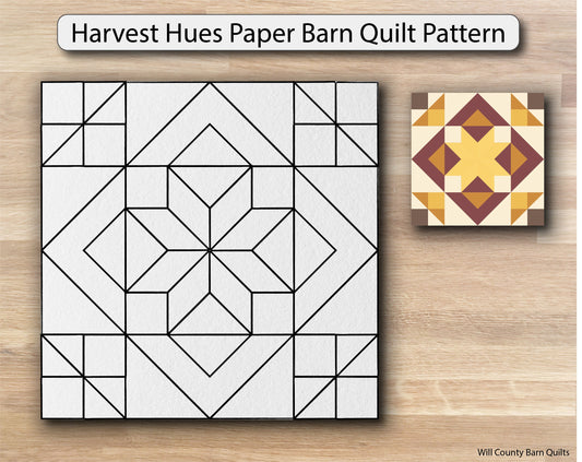 Harvest Hues Paper Printed Barn Quilt Pattern (Sizes) - Design Concepts Chi