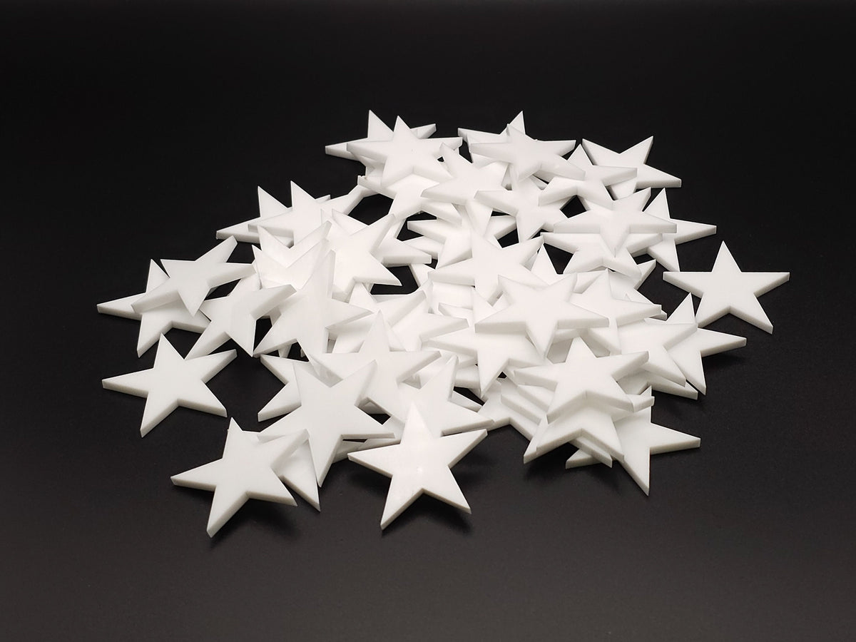 White Stars 1/8" Acrylic Plastic (Quantity/Sizes) |  Perspex Lucite - Design Concepts Chi