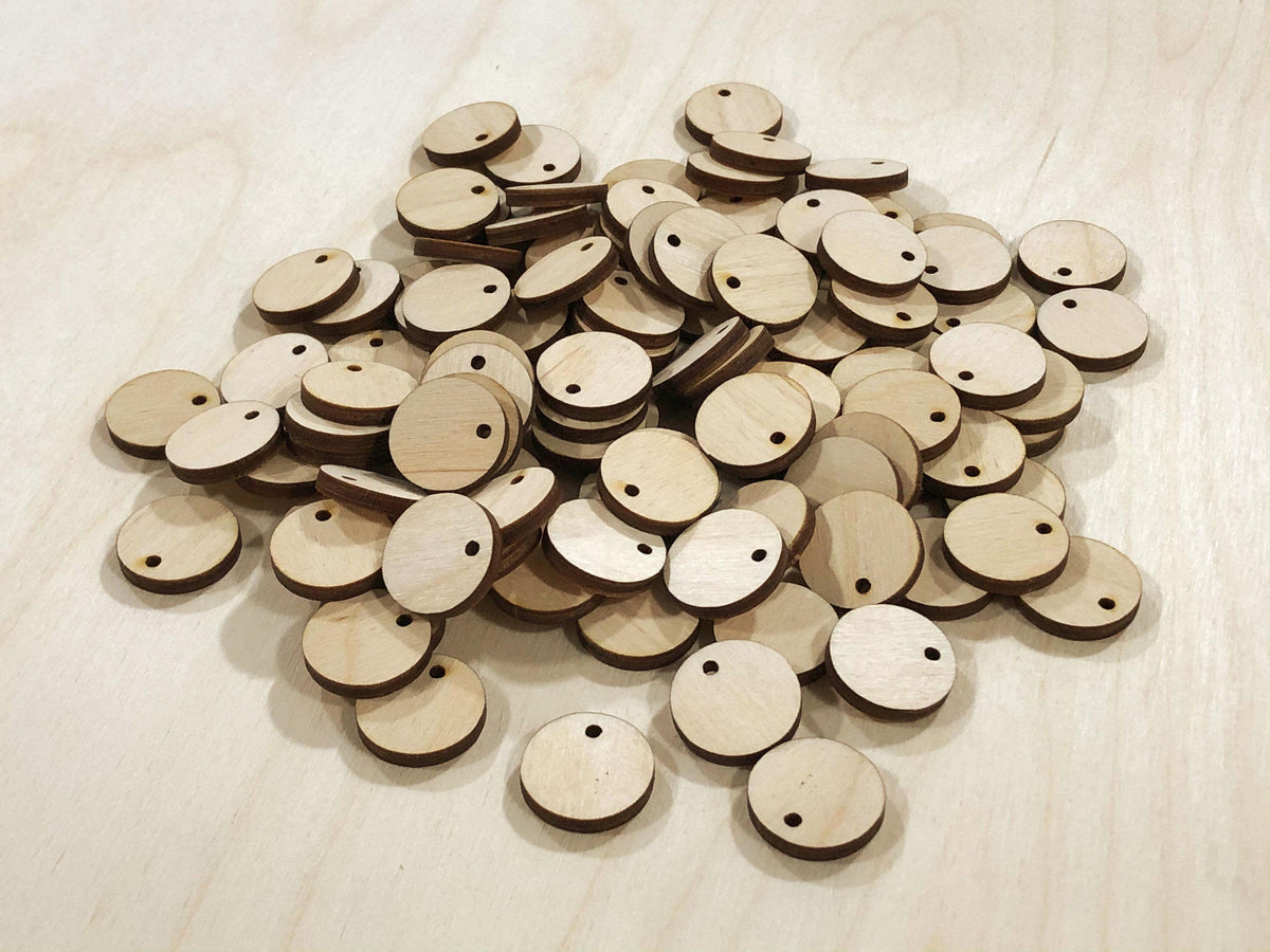 3/4" Wood Round Circles with 2mm Hanging Hole (50 100 300) - Design Concepts Chi