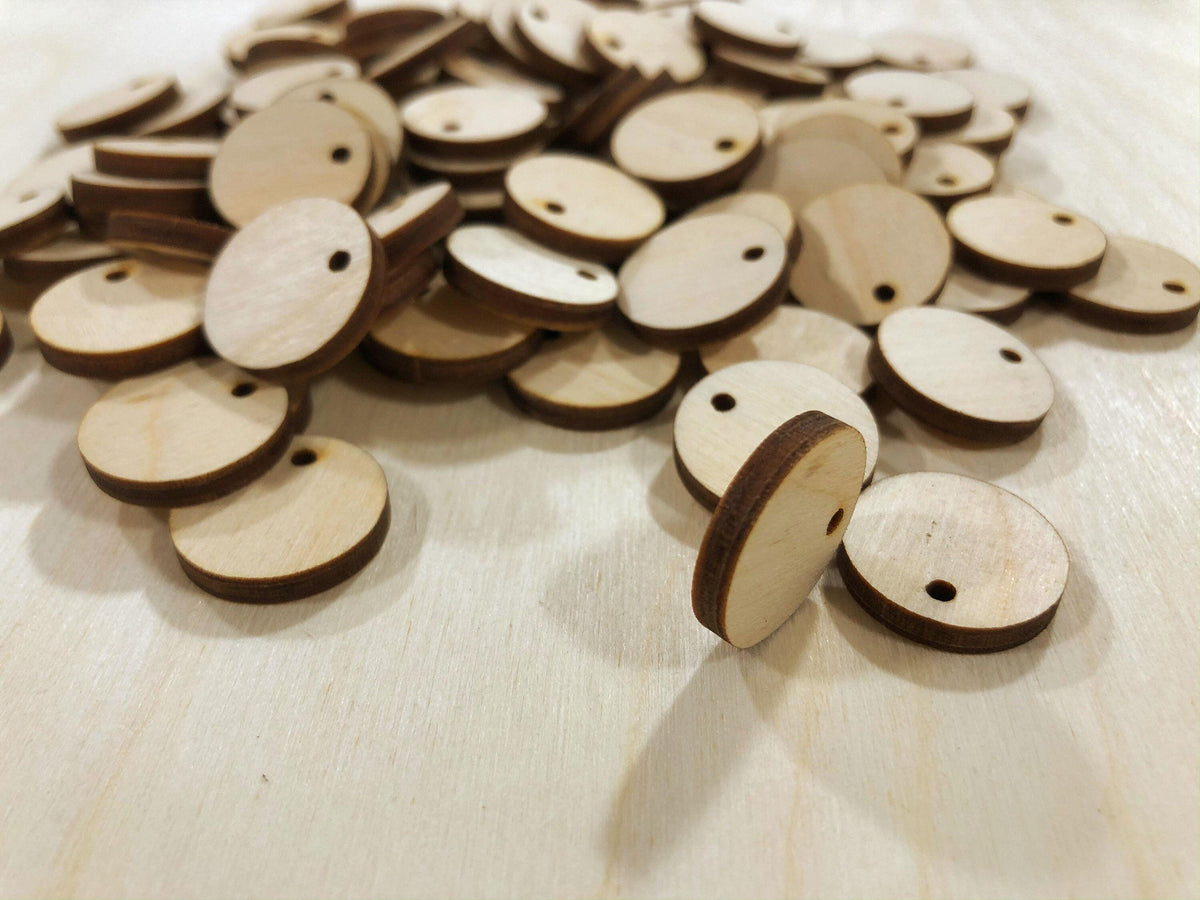 3/4" Wood Round Circles with 2mm Hanging Hole (50 100 300) - Design Concepts Chi