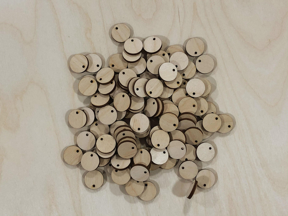 3/4" Wood Round Circles with 2mm Hanging Hole (50 100 300) - Design Concepts Chi