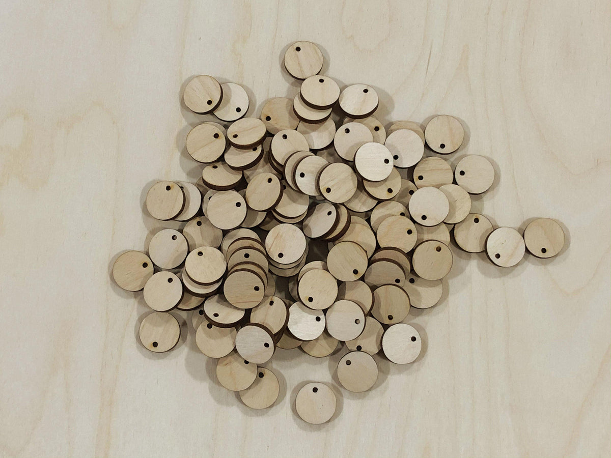 3/4" Wood Round Circles with 2mm Hanging Hole (50 100 300) - Design Concepts Chi