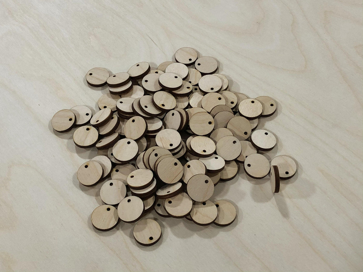 3/4" Wood Round Circles with 2mm Hanging Hole (50 100 300) - Design Concepts Chi
