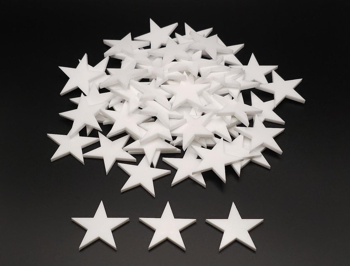 White Stars 1/8" Acrylic Plastic (Quantity/Sizes) |  Perspex Lucite - Design Concepts Chi