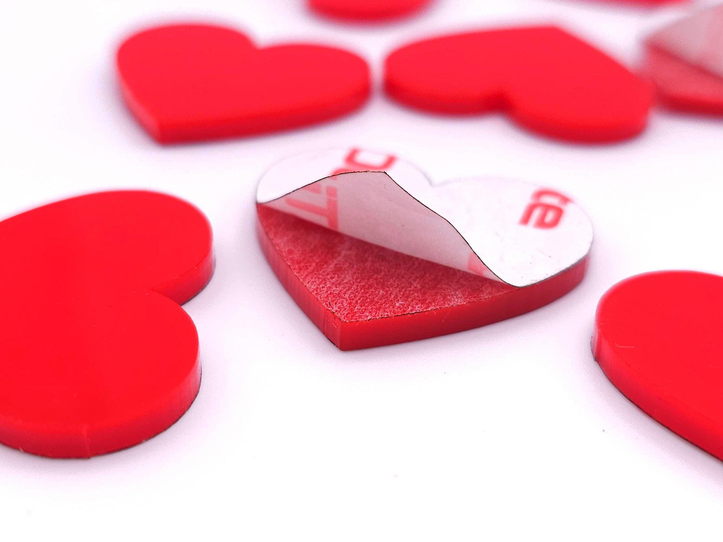 Peel-n-stick, Red 1/8" Acrylic Plastic Hearts (Quantity/Sizes) |  Perspex Lucite - Design Concepts Chi