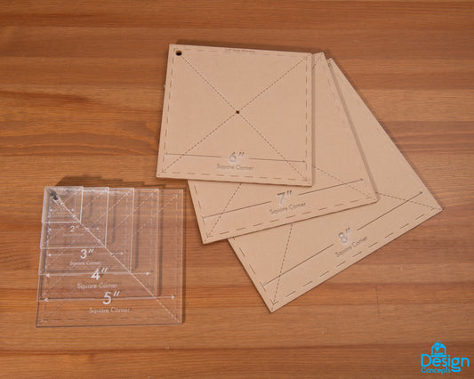 8 Piece Kit Square Acrylic Pattern Templates Quilting Sewing Leathercraft 1in 2in 3in 4in 5in 6in 7in 8in - Design Concepts Chi