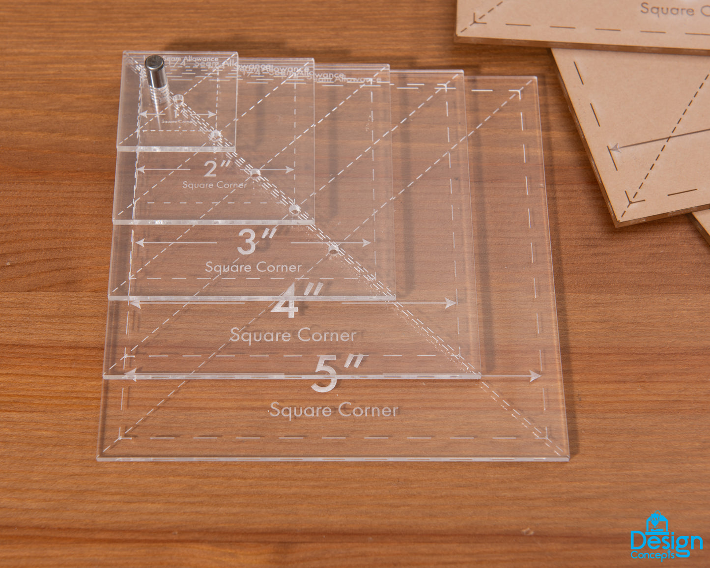 8 Piece Kit Square Acrylic Pattern Templates Quilting Sewing Leathercraft 1in 2in 3in 4in 5in 6in 7in 8in - Design Concepts Chi