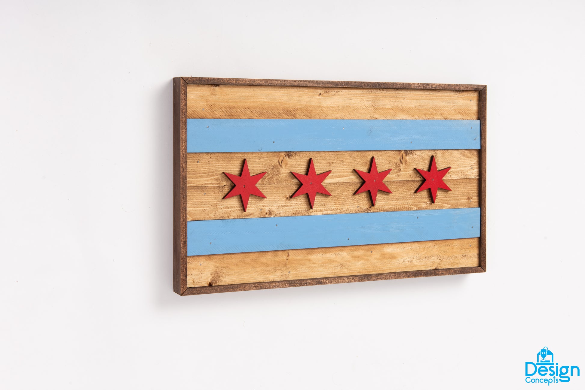 Fast Ship- Rustic Wooden 3D Chicago Flag Wall Art - Design Concepts Chi